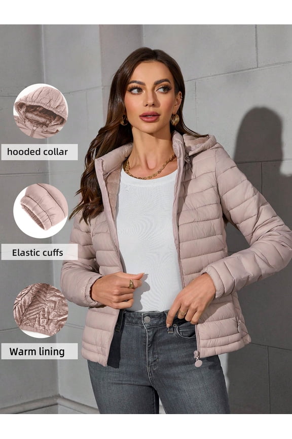 Women's Quilted Lightweight Jacket Puffer Coat Women Bubble for Fall and Winter B-22205 Pink M