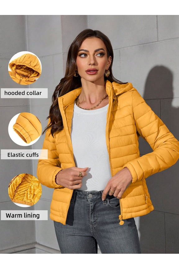 Women's Quilted Lightweight Jacket Puffer Coat Women Bubble for Fall and Winter B-22205 Yellow S