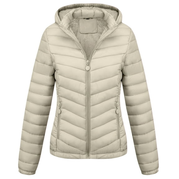 Giolshon Women's Quilted Lightweight Jacket Puffer Coat Women Bubble for Fall and Winter B-22735 Beige S