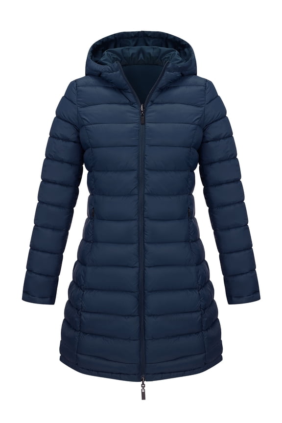Women's Reversible Puffer Jacket Long Hooded Quilted Padded Bubble Coat Winter Warm Lightweight Outerwear