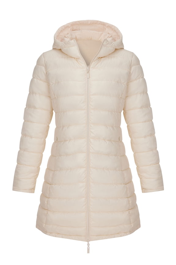 Women's Reversible Puffer Jacket Long Hooded Quilted Padded Bubble Coat Winter Warm Lightweight Outerwear