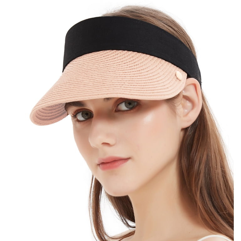 Wide Brim Sun Hats Roll-up Foldable Straw Golf Visor Hat SHELLTON Sun Visor Hats, Wide Brim Beach Hat Roll-up Golf  main image 3