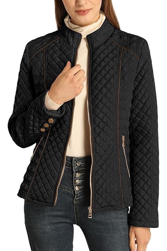 Women's Stand Collar Lightweight Quilted Puffer Jacket Padded Zip Coat