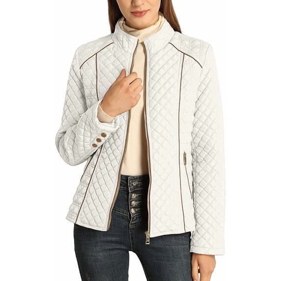 Giolshon Women's Stand Collar Lightweight Quilted Puffer Jacket Padded Zip Coat