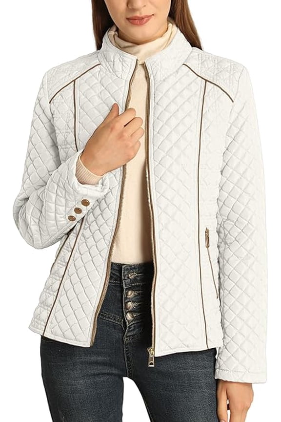 Women's Stand Collar Lightweight Quilted Puffer Jacket Padded Zip Coat