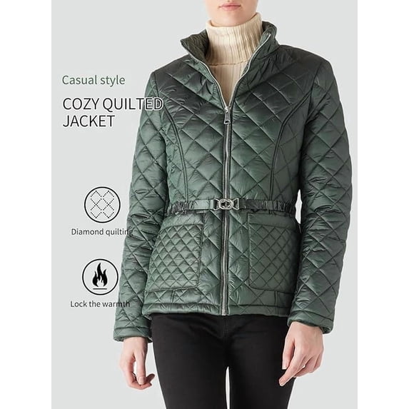 Giolshon Women's Stand Collar Lightweight Quilted Puffer Jacket Padded Zip Coat