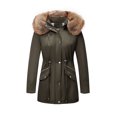 thumbnail image 1 of Giolshon Women's Twill Parka Jacket with Faux Fur Collar,Warm Winter Coat for Women, 1 of 6