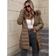 thumbnail image 1 of Giolshon Women's Winter Thickened Quilted Puffer Jacket Zipper Pockets Bubble Coat with Removable Hood and Faux Fur Collar, 1 of 4