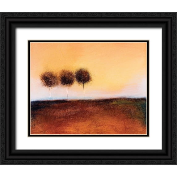 Giordano, V. 24x20 Black Ornate Wood Framed with Double Matting Museum Art Print Titled - Three Trees