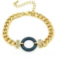 thumbnail image 1 of Giorgio Bergamo Gold Plated Trendy Cuban, Curb Link Micro Pave Infinity Loop Bracelet, Turquoise, 1 of 5