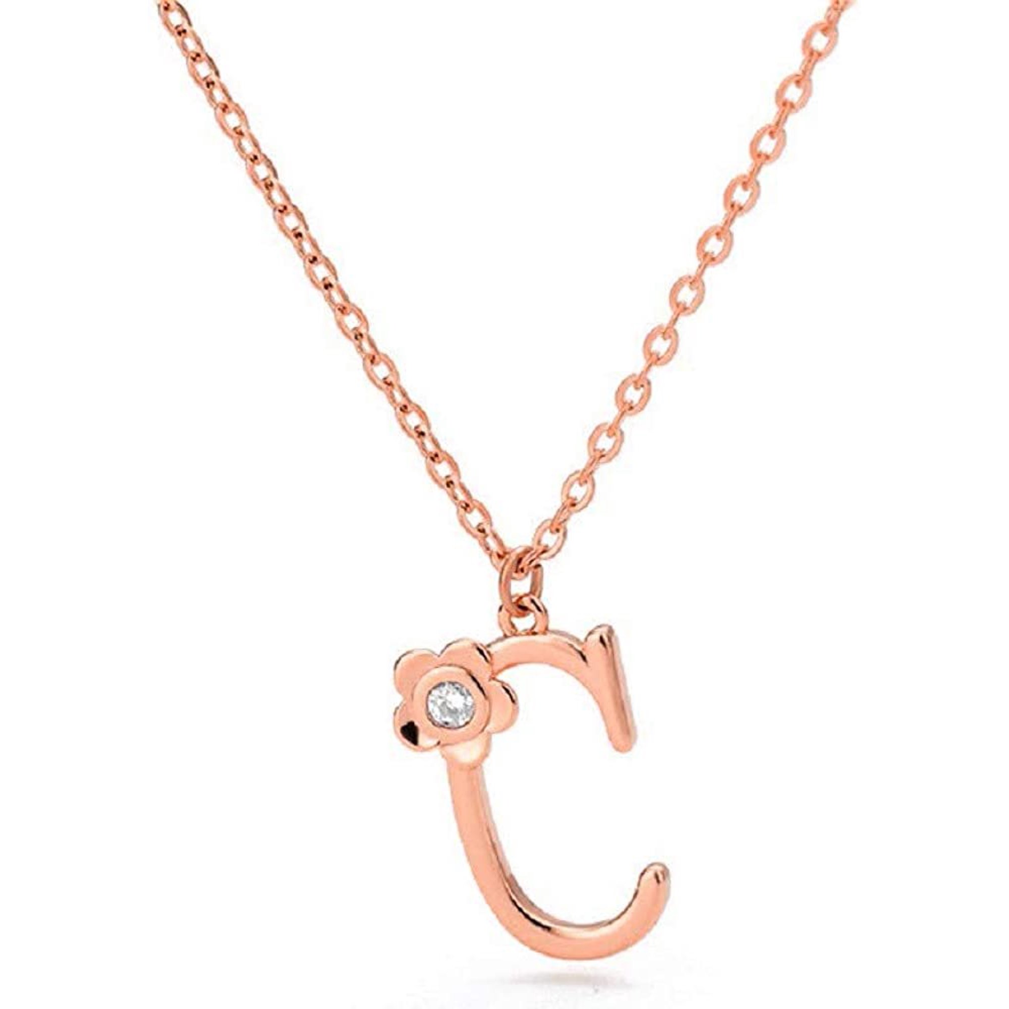 Flower Rose Gold Stainless Steel Necklace Pendant Chain Women