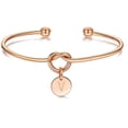 thumbnail image 1 of Giorgio Bergamo Stainless Steel Rose Gold Plated Love Knot Initial Disc Bangle All 26 Letter Alphabet, Cuff Bangle Bracelet, V, Rose, 1 of 6