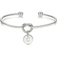 thumbnail image 1 of Giorgio Bergamo Stainless Steel White Gold Plated Love Knot Initial Disc Bangle All 26 Letter Alphabet, Cuff Bangle Bracelet, C, Silver, 1 of 6