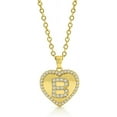 thumbnail image 1 of Giorgio Bergamo Stainless Steel Yellow Gold Plated Micro Pave Heart Initial A - Z Letter Pendant Mens Womens Necklace, Gold, B, 1 of 6