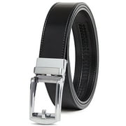 Giorgio Brutini Men Black Leather Ratchet Belt - Micro-Ratcheting Track System & Chrome Buckle - Perfect for Comfort & Style | Size L