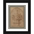 thumbnail image 1 of Giorgio Vasari 11x14 Black Ornate Wood Framed Double Matted Museum Art Print Titled: Design for a Fountain with River Gods and Nymphs (1511-74), 1 of 5