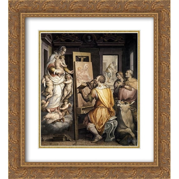 Giorgio Vasari 2x Matted 20x22 Gold Ornate Framed Art Print 'St. Luke Painting the Virgin'