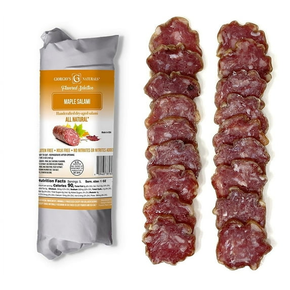 Giorgio's Naturals - MAPLE SALAMI - Pork Salami, Italian Dry Salami Chub Deli Lunch Meat, 5 oz