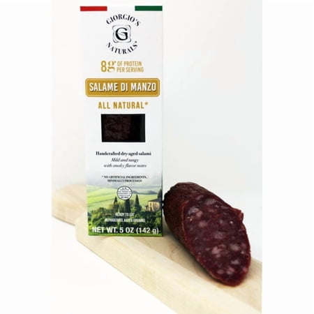 Giorgio's Naturals - SALAME DI MANZO - Pure Beef Salami, Italian Dry Salami Chub Deli Lunch Meat, 5 oz