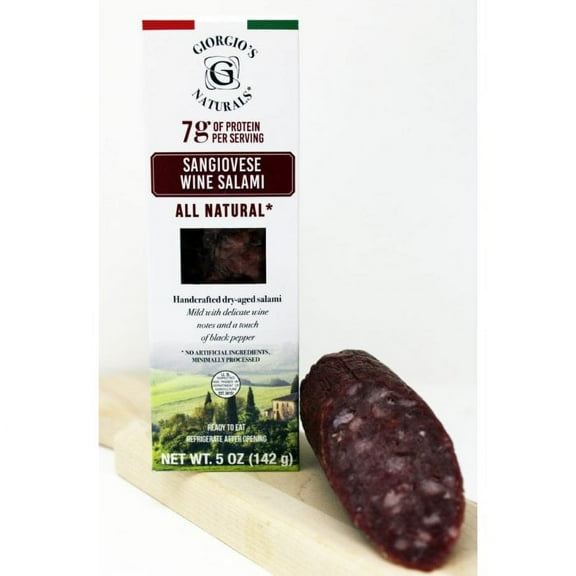 Giorgio's Naturals - Sangiovese Wine Salami - Retail Chub, Gluten-Free - 5 oz
