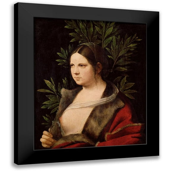 Giorgione 12x14 Black Modern Framed Museum Art Print Titled - Laura