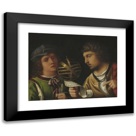 Giorgione 14x12 Black Modern Framed Museum Art Print Titled - Giovanni Borgherini and His Tutor