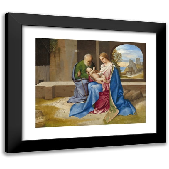 Giorgione 14x12 Black Modern Framed Museum Art Print Titled - The Holy Family (Probably C. 1500)
