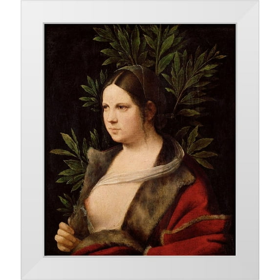 Giorgione 15x17 White Modern Wood Framed Museum Art Print Titled - Laura