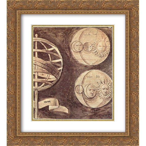 Giorgione 2x Matted 20x24 Gold Ornate Framed Art Print 'Globe, moon, sun (astronomy)'
