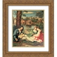 thumbnail image 1 of Giorgione 2x Matted 20x24 Gold Ornate Framed Art Print 'Youth with a guitar and two girls sitting on a river bank ', 1 of 2