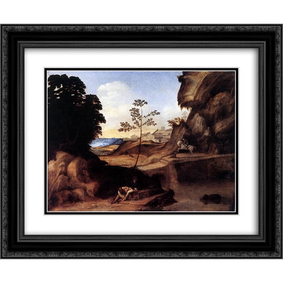 Giorgione 2x Matted 24x20 Black Ornate Framed Art Print 'The Sunset'