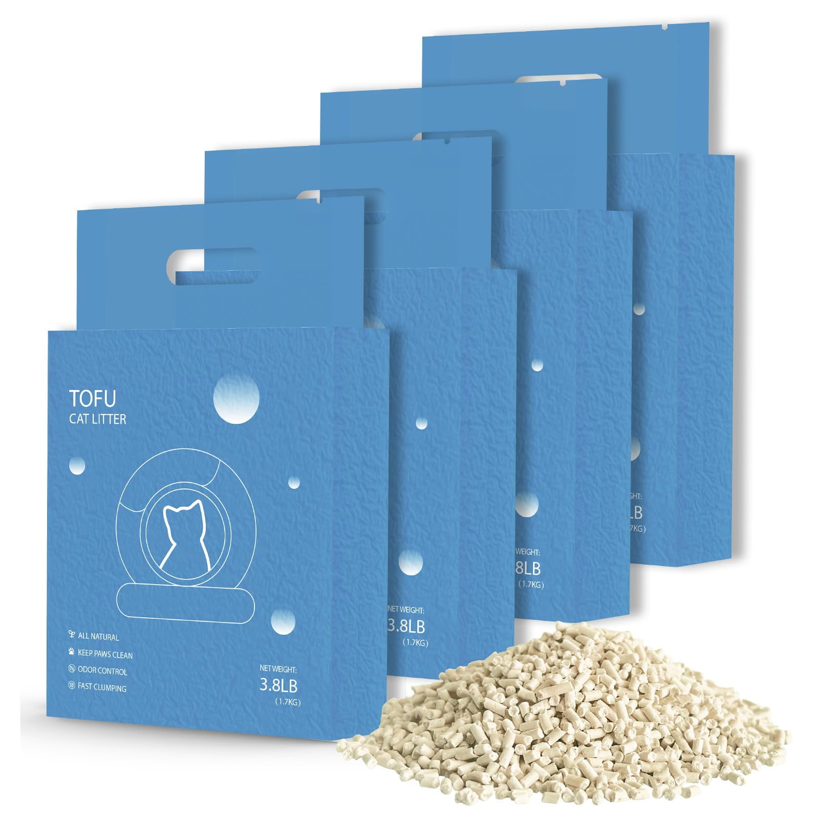 Giosuan Cat Litter for Self Cleaning Cat Litter Boxes, 4 Pack - Highly Absorbent, Easy Clumping, Smell Control for Multi Cat Homes, Low Dust C80