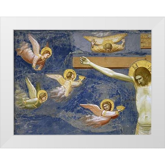 Giotto 14x12 White Modern Wood Framed Museum Art Print Titled - Crucifixion - Detail