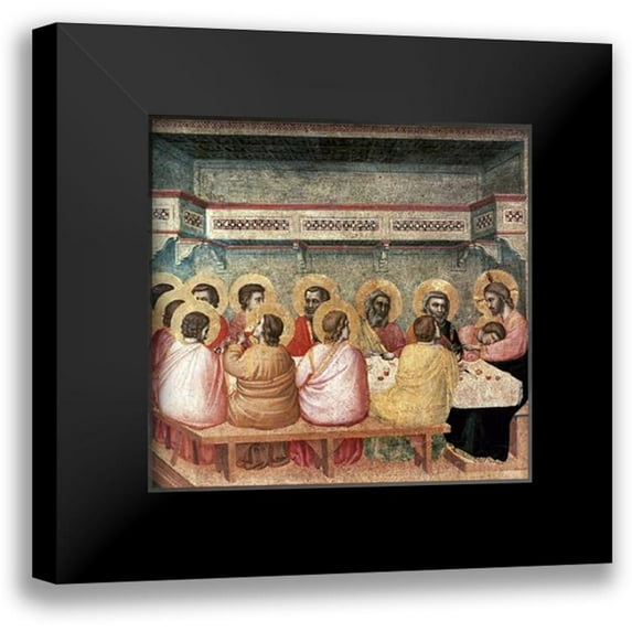 Giotto 16x15 Black Modern Framed Museum Art Print Titled - Last Supper