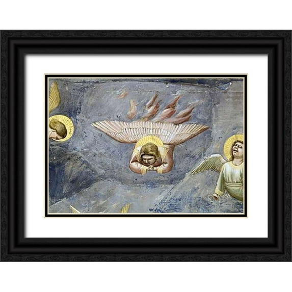 Giotto 18x14 Black Ornate Wood Framed with Double Matting Museum Art Print Titled - Lamentation (Detail)