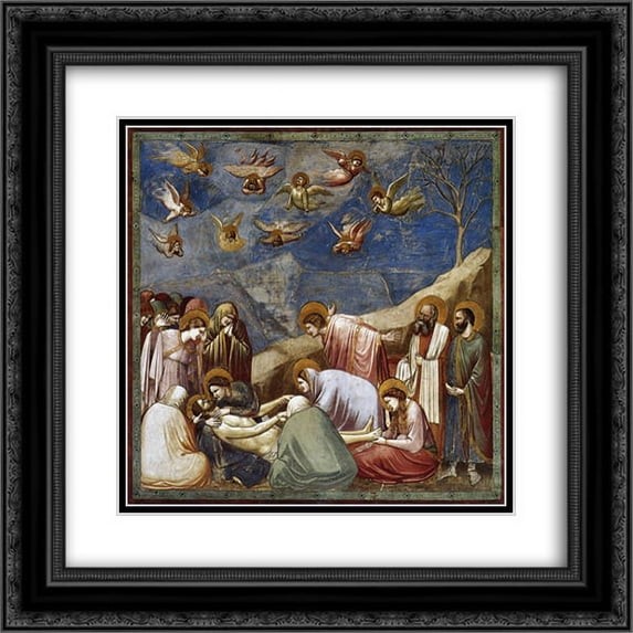 Giotto 2x Matted 22x20 Black Ornate Framed Art Print 'Lamentation (The Mourning of Christ)'