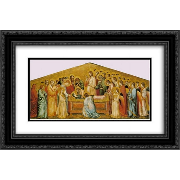 Giotto 2x Matted 24x14 Black Ornate Framed Art Print 'The Death of the Virgin'