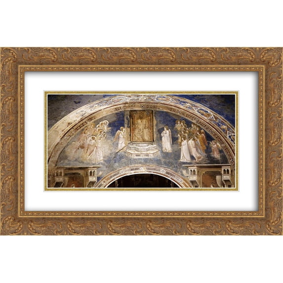 Giotto 2x Matted 24x18 Gold Ornate Framed Art Print 'God Sends Gabriel to the Virgin'