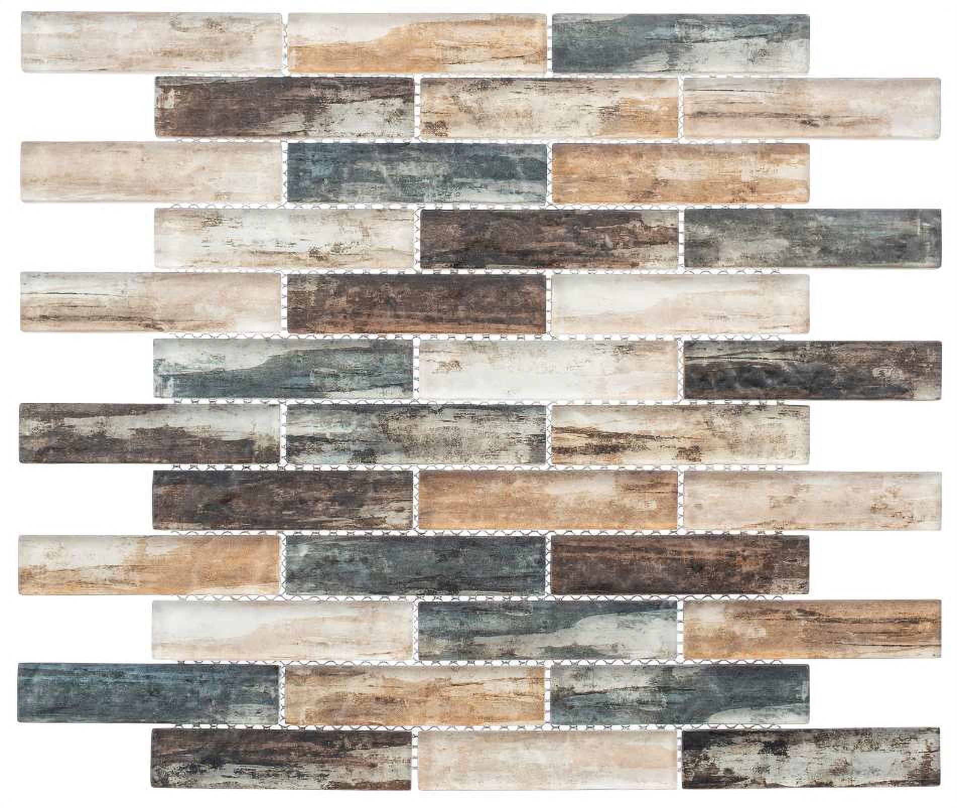 Giovan Desmond Brown 1-in. x 4-in. Brick Joint Matte Glass Mosaic Wall and Floor Tile