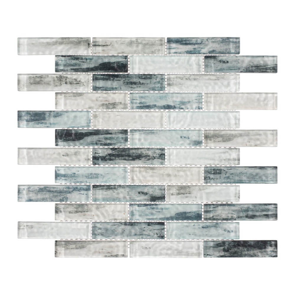Giovan Islandia Blue 1-in. x 4-in. Brick Joint Matte Glass Mosaic Wall and Floor Tile