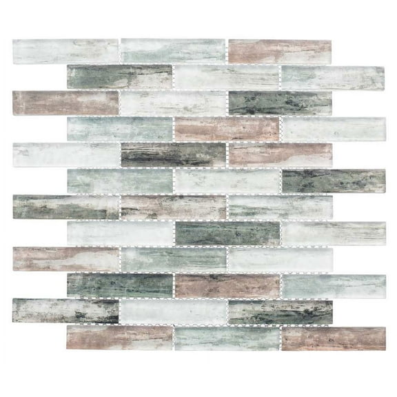 Giovan Nostaliga Brown 1-in. x 4-in. Brick Joint Matte Glass Mosaic Wall and Floor Tile