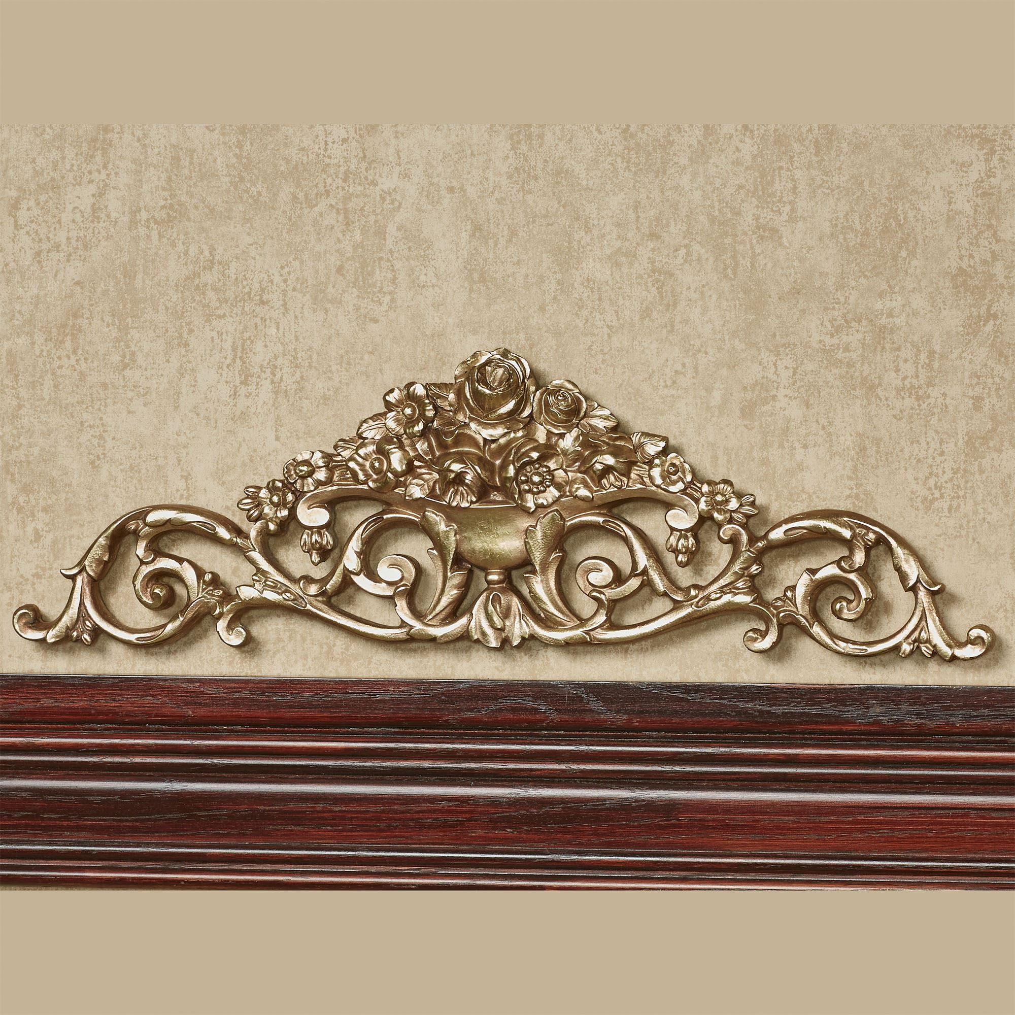 Giovana Aged Gold Resin Wall Topper with Roses