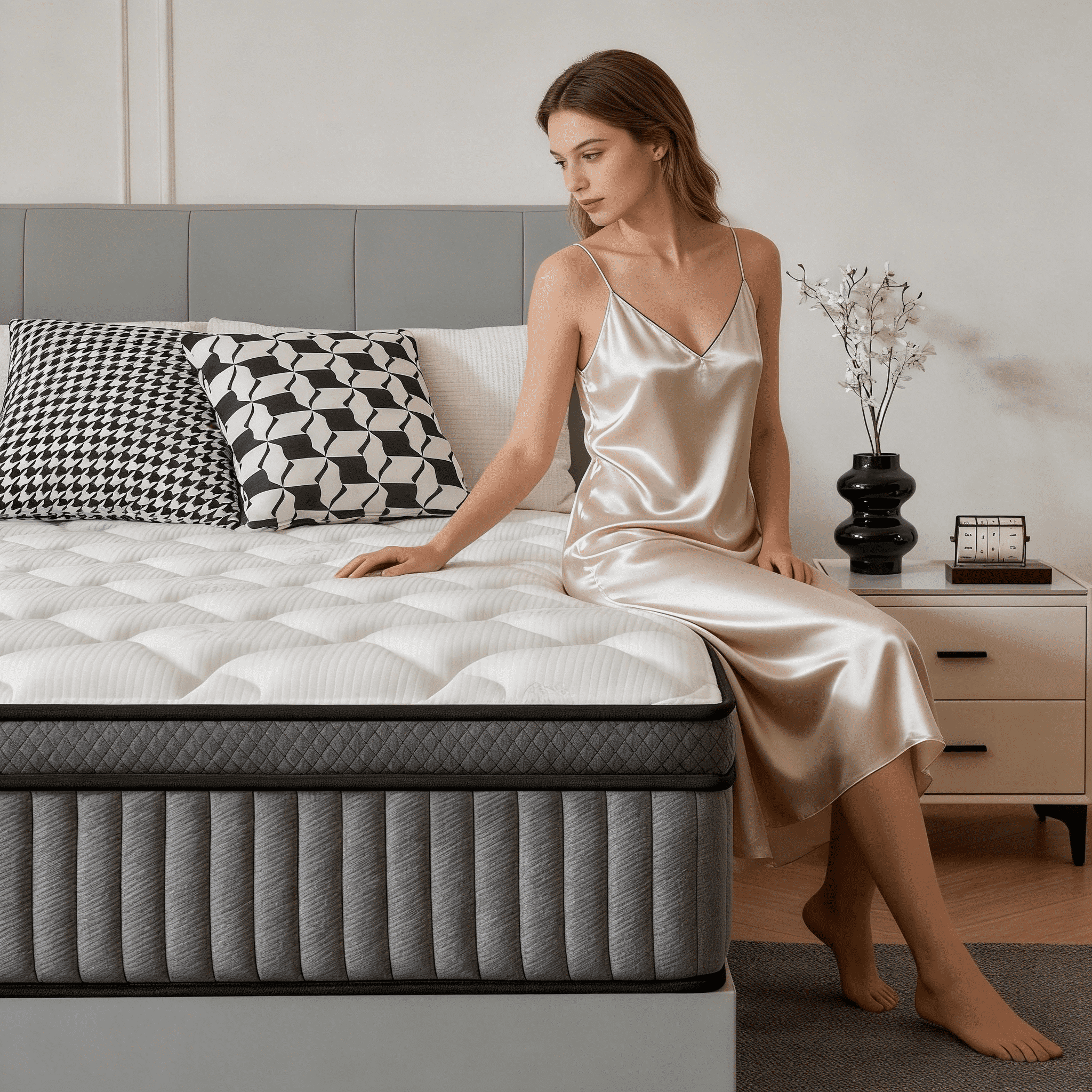 Novilla Snowfall 14 inch Queen Size Mattress in a Box, Hybrid