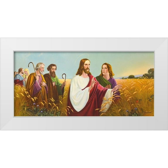 Giovanni 14x9 White Modern Wood Framed Museum Art Print Titled - CHRISTUS IM ÄHRENFELD