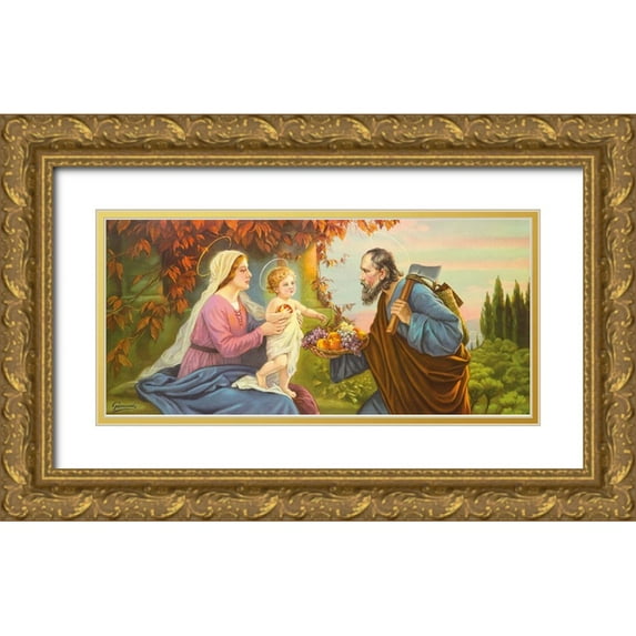 Giovanni 18x10 Gold Ornate Wood Framed with Double Matting Museum Art Print Titled - HL. FAMILIE