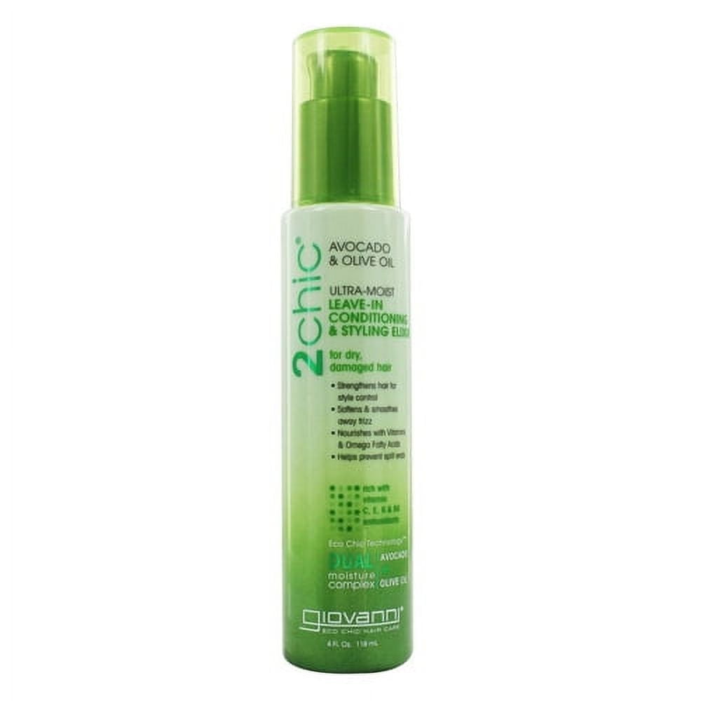 Giovanni 2Chic Avocado and Olive Oil Ultra Moist Leave In Conditioning and Styling Elixir, 4 Oz, 6 Pack