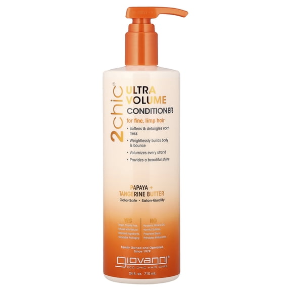 Giovanni 2chic, Ultra-Volume Conditioner, For Fine, Limp Hair, Papaya + Tangerine Butter, 24 fl oz (710 ml)