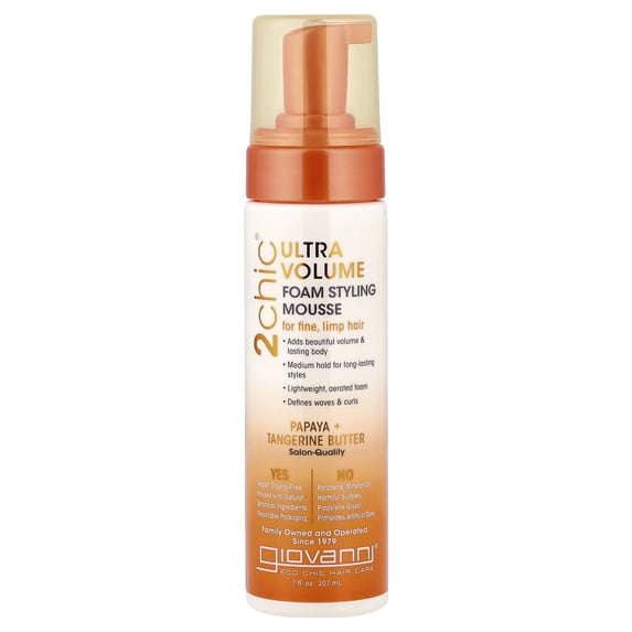 Giovanni 2chic Ultra Volume Foam Styling Mousse, Weightless Control for ...