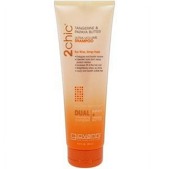 Giovanni 2chic Ultra Volume Shampoo, Boosts and Lifts, Tangerine and Papaya Butter, Sulfate Free, 8.5 fl oz