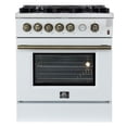 thumbnail image 1 of Giovanni 30-inch Gas Range White & Antique Brass Design, 5 Burners 67,000 BTU, 4.32 cu.ft. Convection Oven, 1 of 5